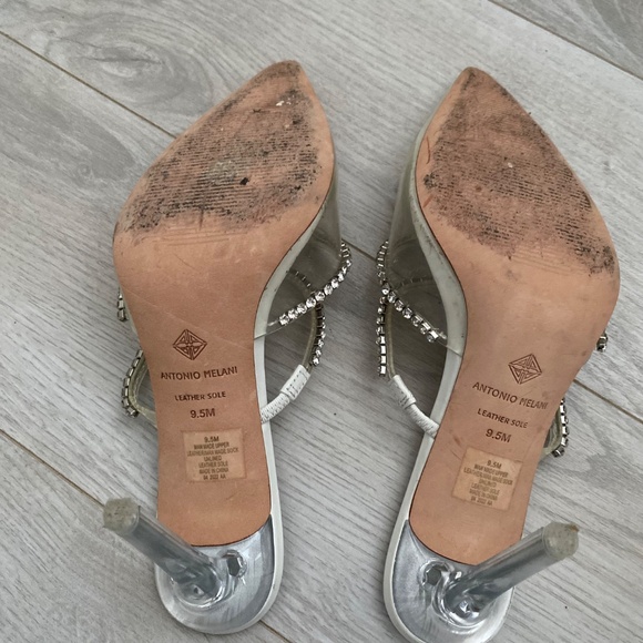 Antonio Melani Elisha Clear Vinyl Rhinestone Heeled Mules - Picture 4 of 8
